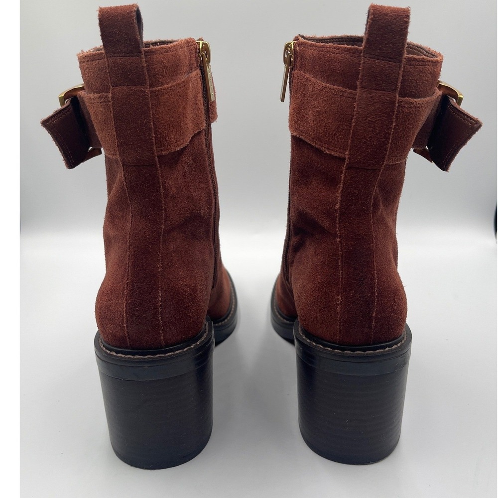 Vince Camuto Buckle Ankle Boots‎ Women's 9 Brown Suede Block Heel Booties - Picture 8 of 11